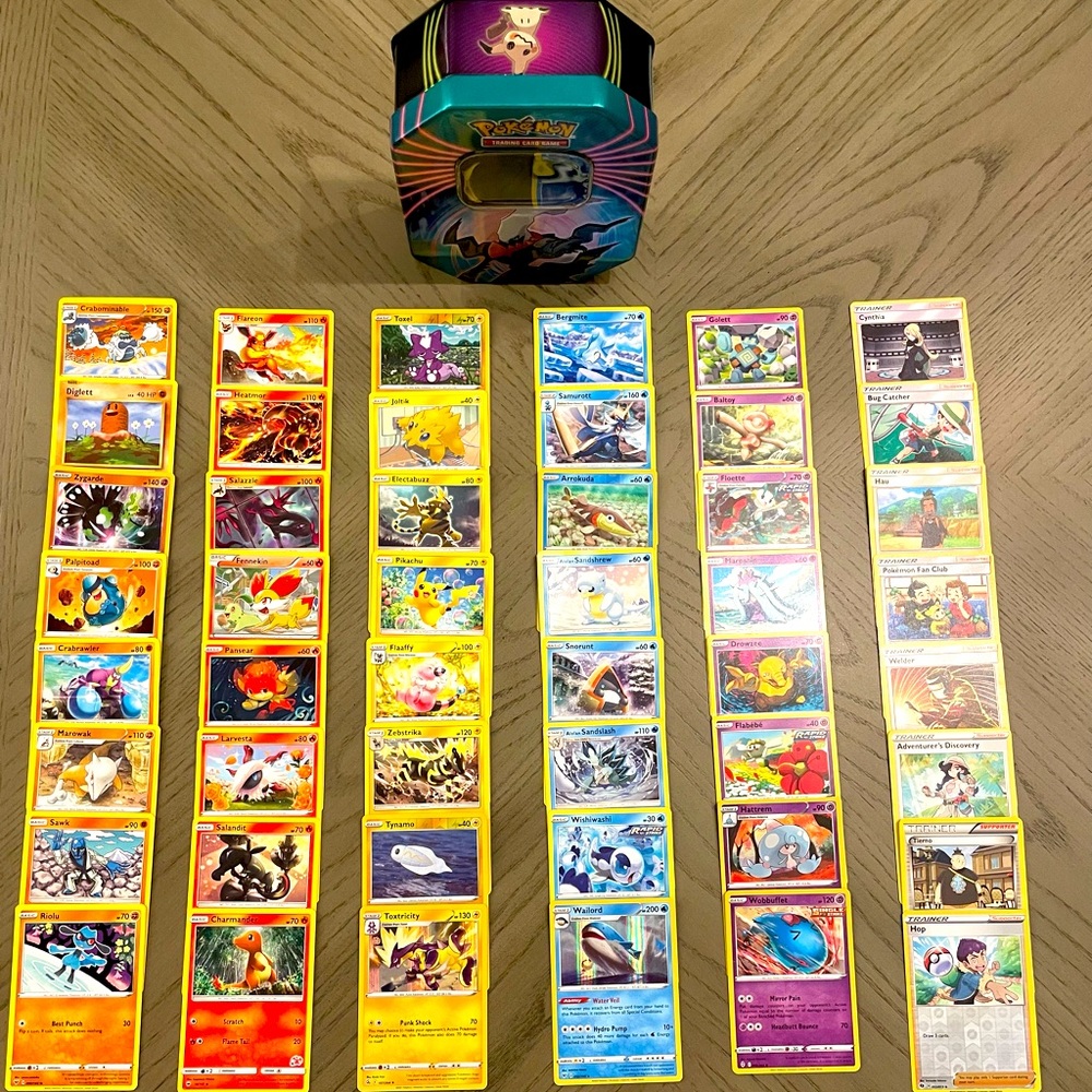 48 Pokemon cards with box. From a pet and non- smokehouse.